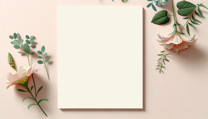 Creative layout made of flowers on pastel background. Flat lay, top view, copy space.
