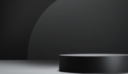 black product podium stage, cylinder shape design 