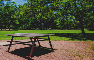 Empty Picnic table in a park