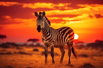 Fototapeta na wymiar profile of a zebra on a grass plain,Generative AI