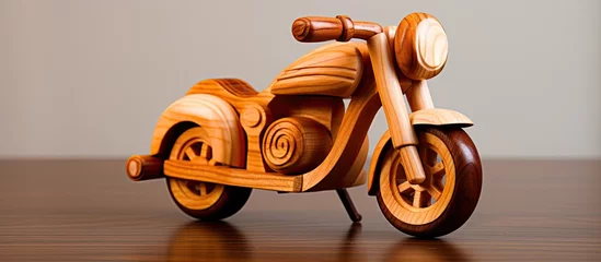 Keuken spatwand met foto Decorative wooden mini motorcycle, for home use. © AkuAku