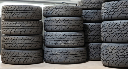 Obraz premium Towering Heap of Old Tires