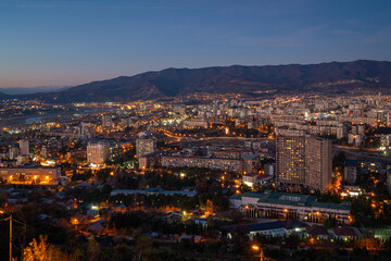 Old soviet residential district Gldani at night. Tbilisi