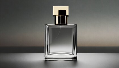 perfume bottle isolated on black, Transparent Luxury: Showcase of Front-Facing Glass Perfume Bottle