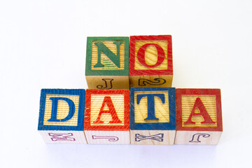 The term no data visually displayed on a clear background with copy space