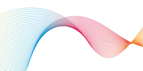 Abstract wavy lines flowing curve gradient color on transparent background. Abstract white background colorful lines. modern wavy stripes on white background isolated.	