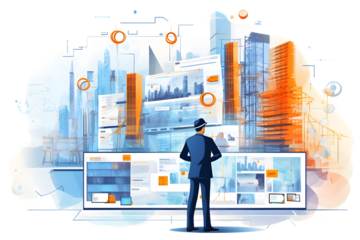 Smart Construction Project management system concept isolated on white background. Generative Ai.