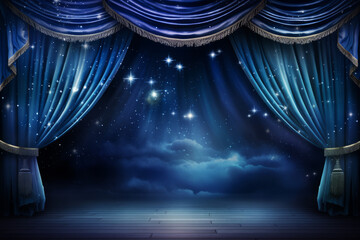 Astral stage curtains, downstage and main valance of theatre
