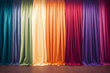 Rainbow stage curtains, downstage and main valance of theatre