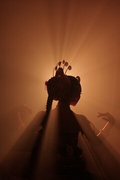 Shilloette of javanese gorl dancing