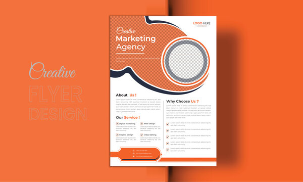 Business flyer marketing agency, Creative flyer design, flyer banner design template, editable vector template design, vector illustration with space to add pictures.