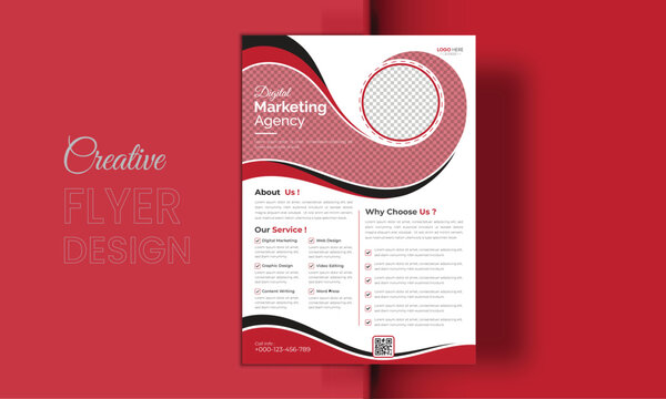 Business flyer marketing agency, Creative flyer design, flyer banner design template, editable vector template design, vector illustration with space to add pictures.