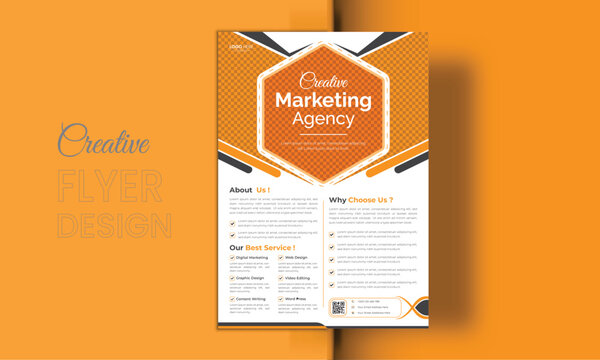 Business flyer marketing agency, Creative flyer design, flyer banner design template, editable vector template design, vector illustration with space to add pictures.