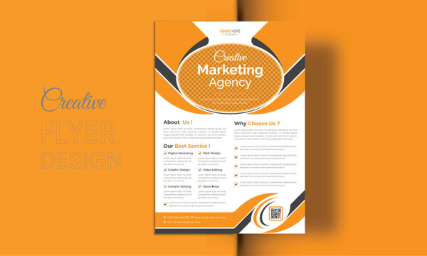 Business flyer marketing agency, Creative flyer design, flyer banner design template, editable vector template design, vector illustration with space to add pictures.