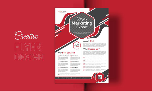 Business flyer marketing agency, Creative flyer design, flyer banner design template, editable vector template design, vector illustration with space to add pictures.
