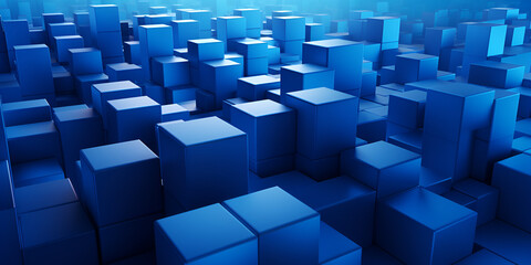 Blue glass different size cubes abstract background generative ai
