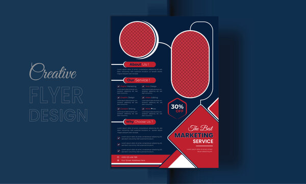 Business flyer marketing agency, Creative flyer design, flyer banner design template, editable vector template design, vector illustration with space to add pictures.