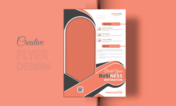 Business flyer marketing agency, Creative flyer design, flyer banner design template, editable vector template design, vector illustration with space to add pictures.