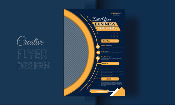 Business flyer marketing agency, Creative flyer design, flyer banner design template, editable vector template design, vector illustration with space to add pictures.