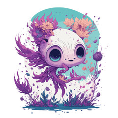 Fototapeta premium illustrations vector Cute Artificial Intelligence Funny Baby Cartoon Robot 