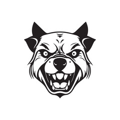 hand drawn agree dog face cartoon vector