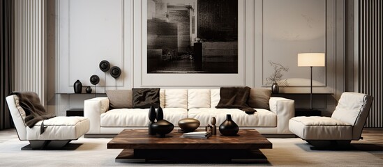 Modern luxury living room with chic decoration.