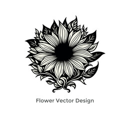 hand drawn flower isolated on white background