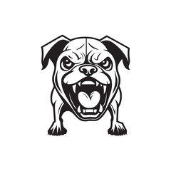 hand drawn agree dog face cartoon vector