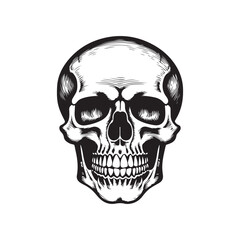 skull logo concept black and white color hand drawn vector illustration