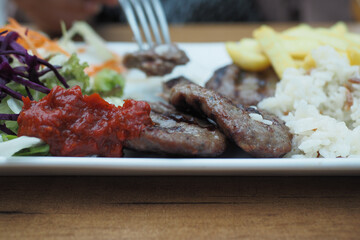 Traditional Turkish Cuisine Meatball Akhisar Kofte