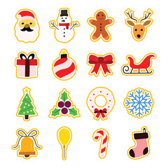 christmas icons set. popular christmas icons