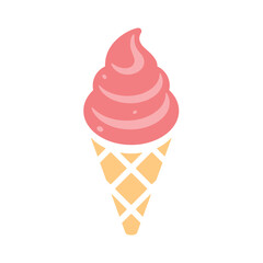 Ice cream in a waffle cone. Colored vector image