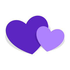 Two blue hearts with highlights on white background design
