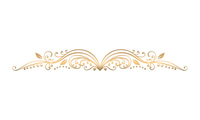 Vector golden floral decoration on white background