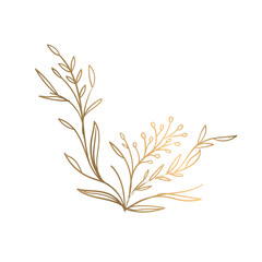 Fototapeta premium Vector hand drawn golden leave illustration