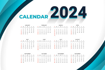 modern 2024 english calendar template schedule annual task