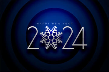 happy new year 2024 winter festival background with snowflake design - obrazy, fototapety, plakaty