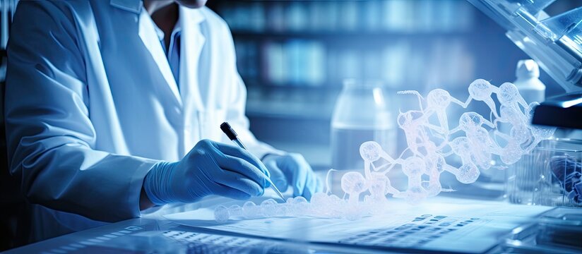 Woman doctor in lab researching human skeletal DNA samples.