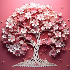 pink tree with flowers