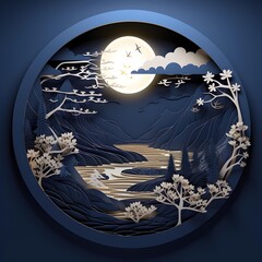 moon and stars on the sky