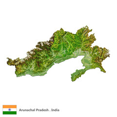Arunachal Pradesh, State of India Topographic Map (EPS)