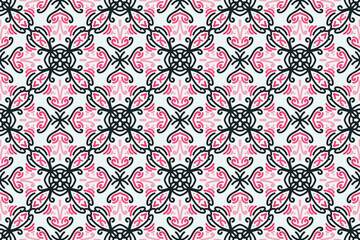 arabic pattern. balack, pink and white background with Arabic ornaments. Patterns, backgrounds and wallpapers for your design. Textile ornament. Vector illustration.
