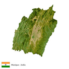 Manipur, State of India Topographic Map (EPS)