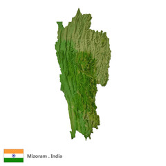 Mizoram, State of India Topographic Map (EPS)