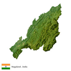 Nagaland, State of India Topographic Map (EPS)