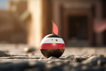 3d minimalist Yemen flag bokeh background Generative AI