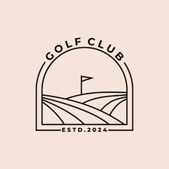 golf template line art logo vector simple design for golf club