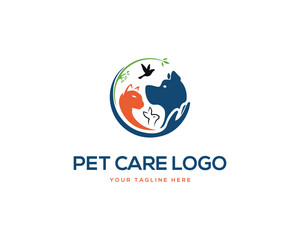 Pet care or Animal care logo icon design concept vector template illustration.