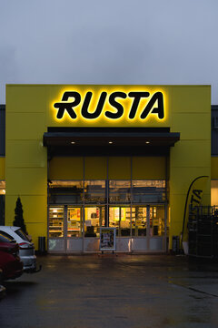 Rusta, nordic discount store in late evening. Riihim&auml;ki, Finland.