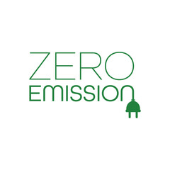 zero emission sign on white background	